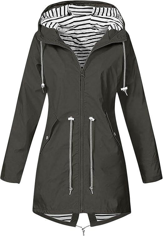 OIOLOYJM Yellow Rain Jacket Womens Waterproof with Hood Light Weight Jackets for Women Casual Fall Winter Plus Size Raincoat