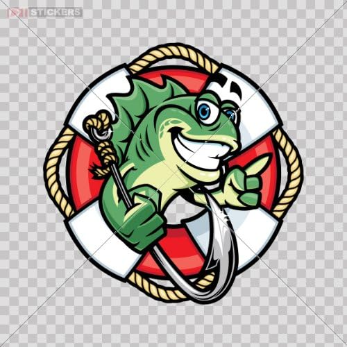 Decal Sticker Fish Lifegurd Tattoo Design Doors Car Window Wall Art Decor Doors Helmet Truck Motorcycle Note Book Mobile Laptop Size: 5 X 5 Inches Vinyl color print