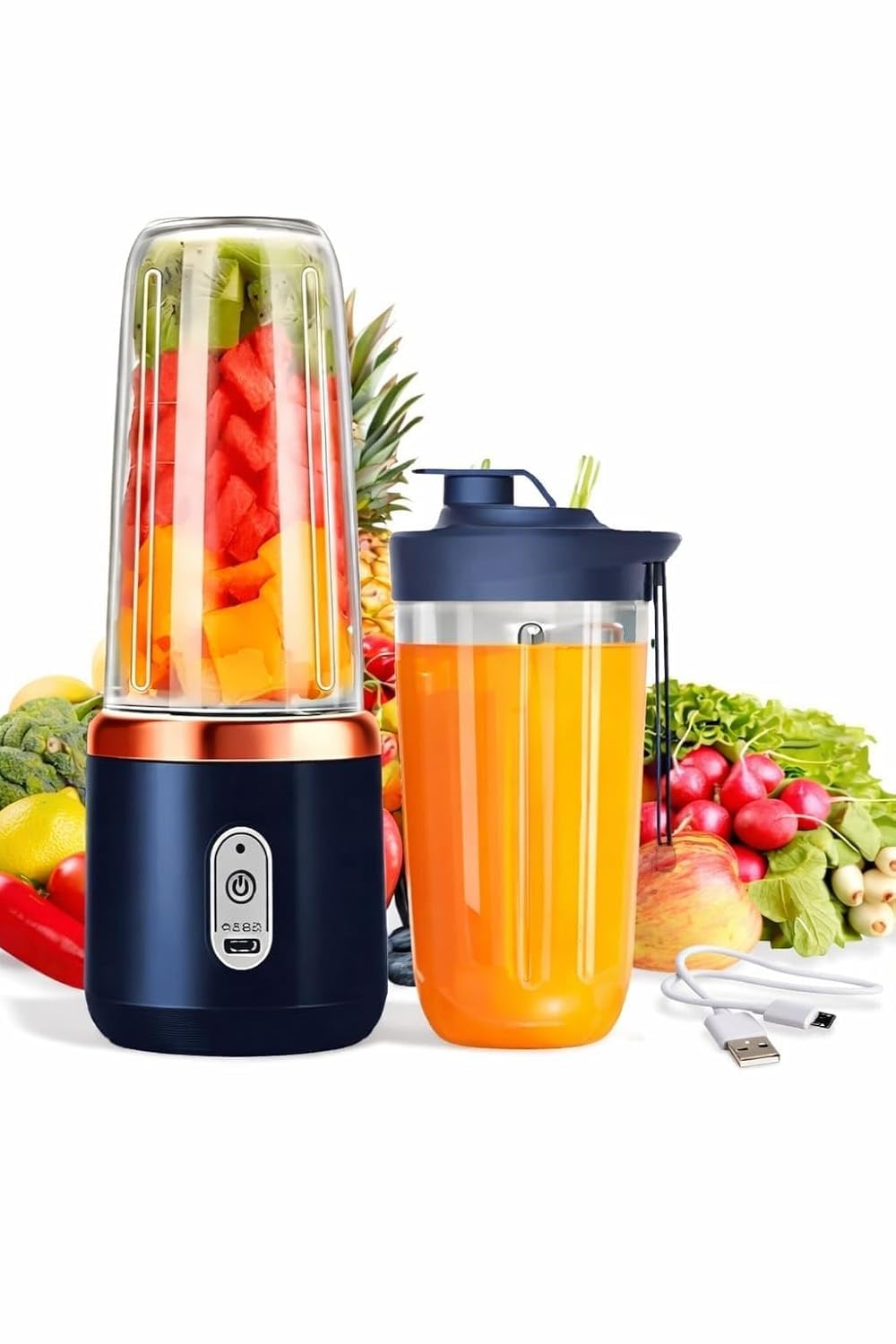 Portable USB-C Blender 6-Blade Smoothie Maker for Travel & Gym 500W-image-44