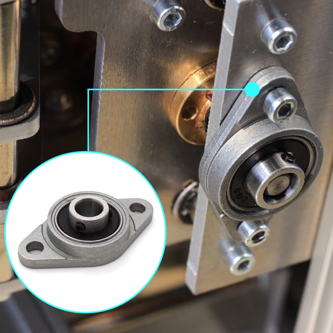 Ncheli Lot de 8 Paliers KFL08 8mm Alliage de Zinc Auto-alignant Étanche Bloc Roulement Losange pour Machines Imprimante 3D Convoyeur