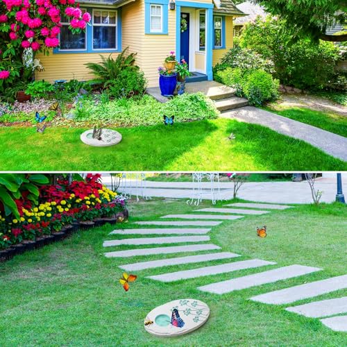 AceOrbit Butterfly Puddler Garden Stone Butterfly Bath Watering Feeder Station Attracts Pollinator Butterflies with Water & Mineral Holder for Garden Lawn Decor