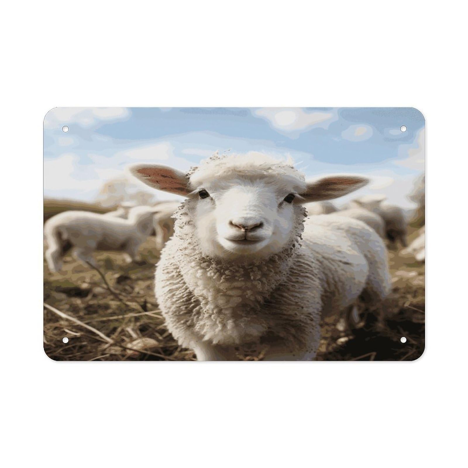 Fekiloot Style Cute Sheep Lamb Metal Signs Wall Art Tin Sign