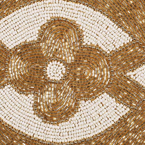 Infinity Decorative Handmade Glitz Beaded Table Runner, Chritstmas Table Runner - Hand Embroidery Table Mat For Harvest Xmas Easter Thanksgiving Wedding Family Party Decoration - 13X36 - Gold Ivory #TOP7