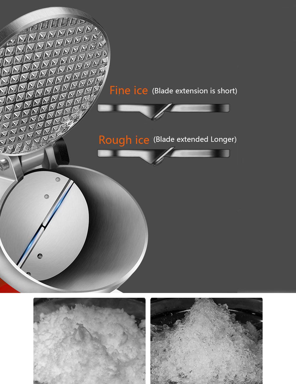 Macchina elettrica per Rasoio per Ghiaccio Macchina per Cono di Neve per Ghiaccio per Uso Commerciale Domestico 187 libbre Nuova Lama in Acciaio Inossidabile da 300 W (Colori Casuali)