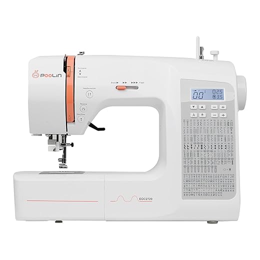 Poolin Computerized Self Threading Sewing Machine - 293 Stitches Applications, Comes with Expansion Table and Social Media Video Tutorials, Include 7 Presser feet & Multiple Accessories