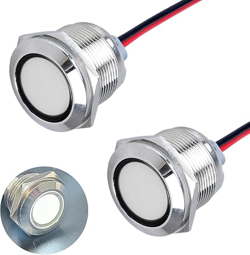 Miniatura 58 de 2 luces indicadoras LED de 0.630 in (5/8 pulgadas), 12-24 V AC/DC 20 mA ahorro de energía de metal impermeable IP67 lámpara piloto de una sola Verde