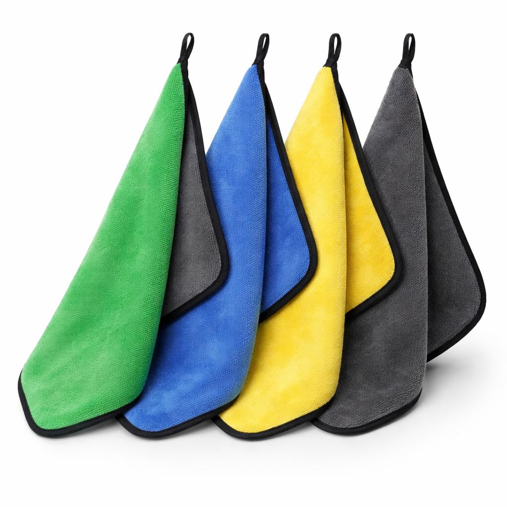 BLUE BEADS Microfiber Car Cleaning Cloth Super Soft 600 GSM (40 x 40 cm) Microfiber Cloth for Car and Bike Scratch Less Drying, Cleaning and Detailing (Pack of 3) Color May Vary-image-17