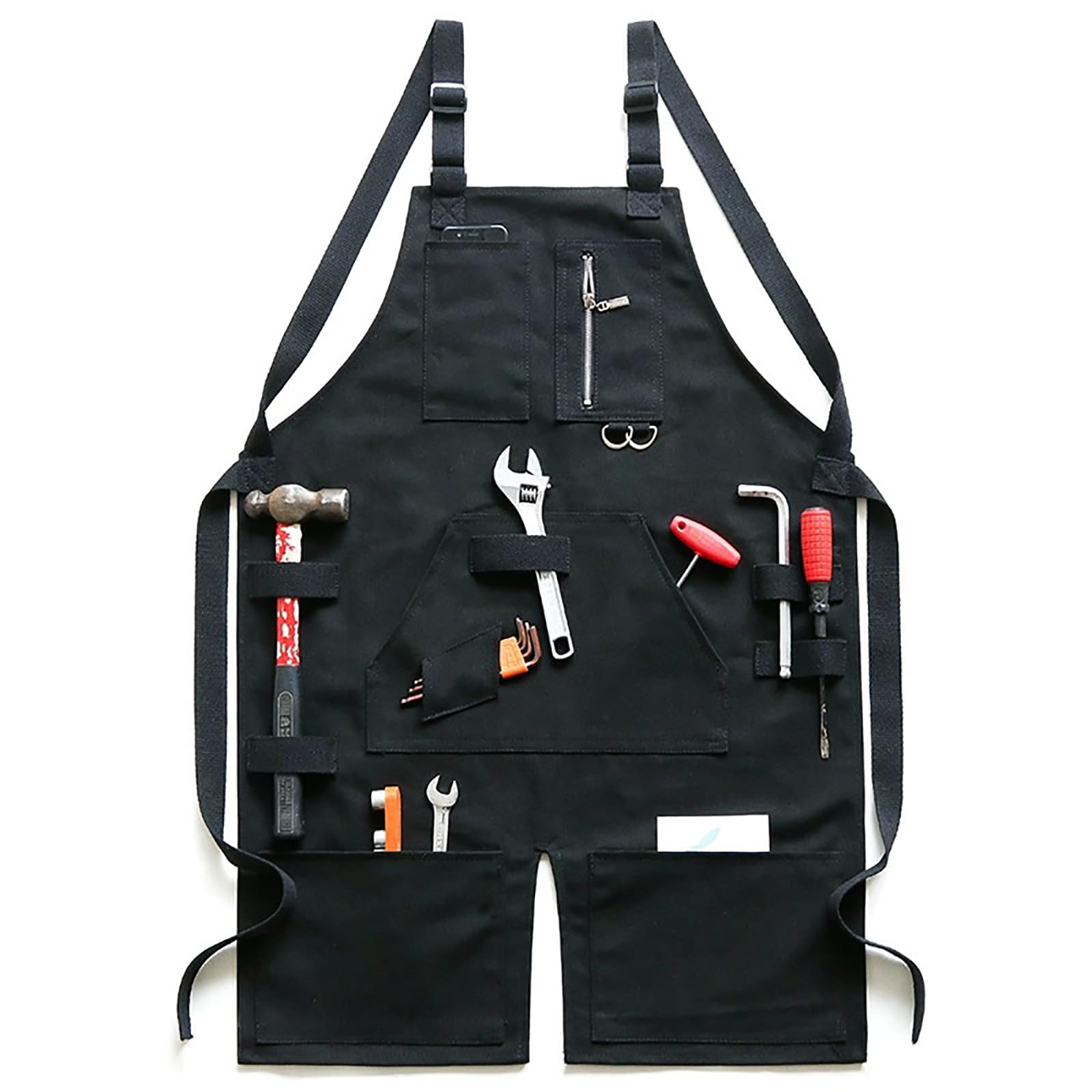 Tabliers en Toile Imperméable Lourd avec 5 Poches, Tablier De Travail Multifonctionnel Réglable pour Jardin, Atelier D'artisanat Et GarageBlack,One Size