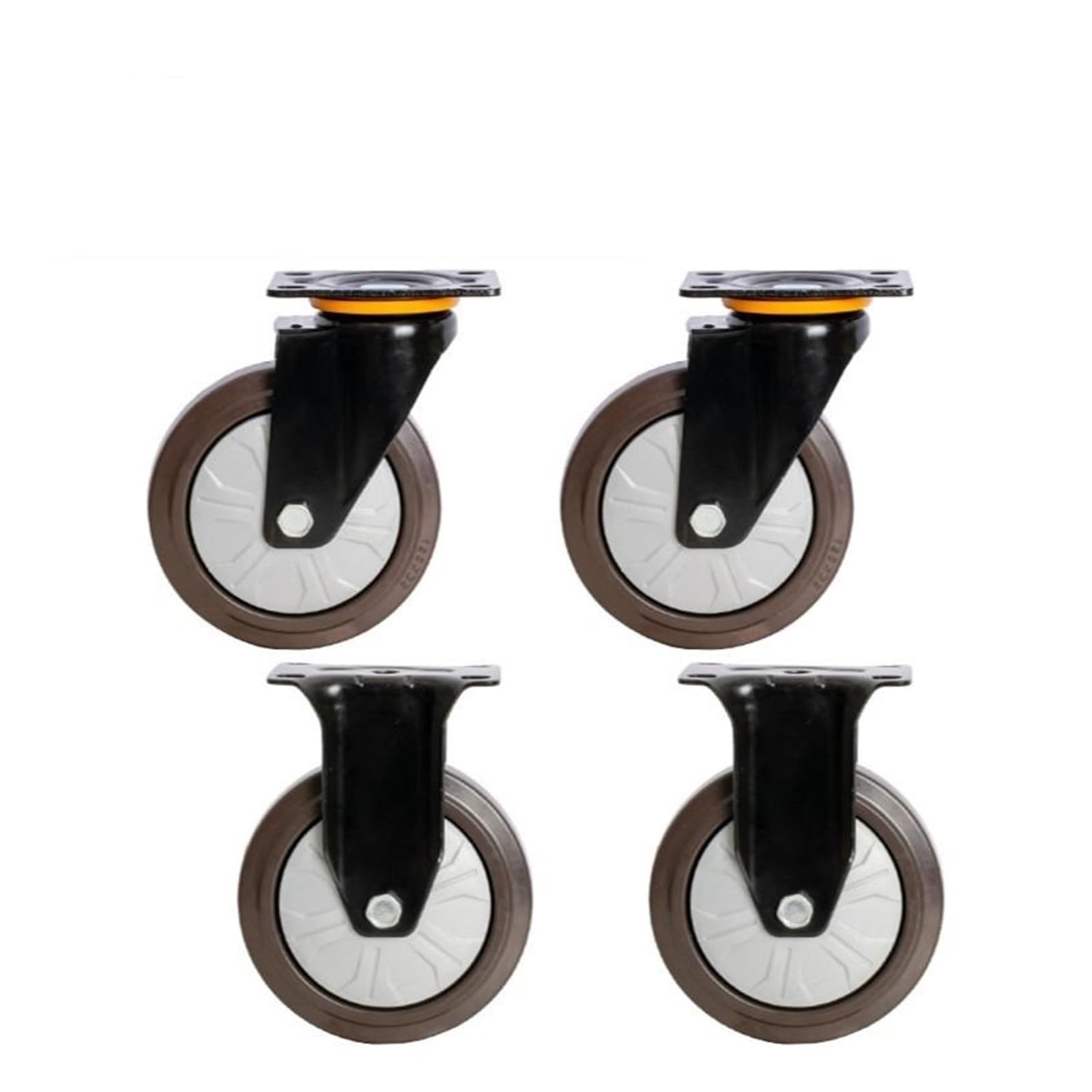 Roulettes pivotantes robustes 5 pouces caoutchouc plat pour supprimer le bruit des chariots