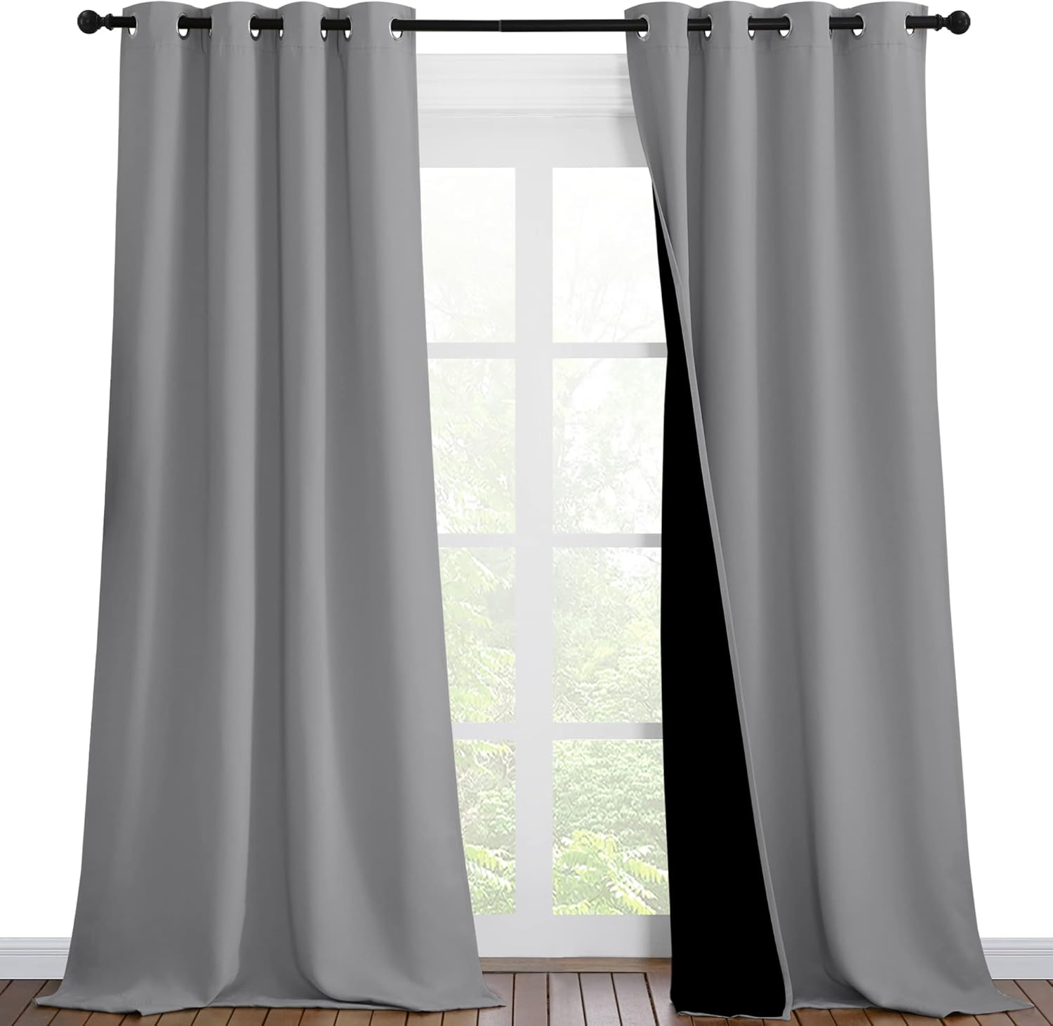 NICETOWN Silver Grey Blackout Curtains 2 Panels 46x90