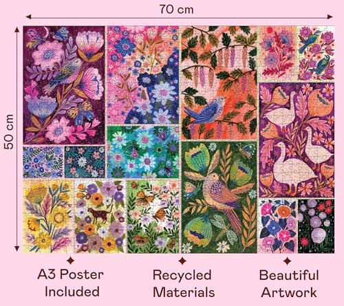 Elena Essex Puzzle de 1000 Piezas - Jardín de la Naturaleza, Rompecabezas para Adultos con Animales y Flores, Tamaño 27.56 x 19.69 pulgadas miniatura 3