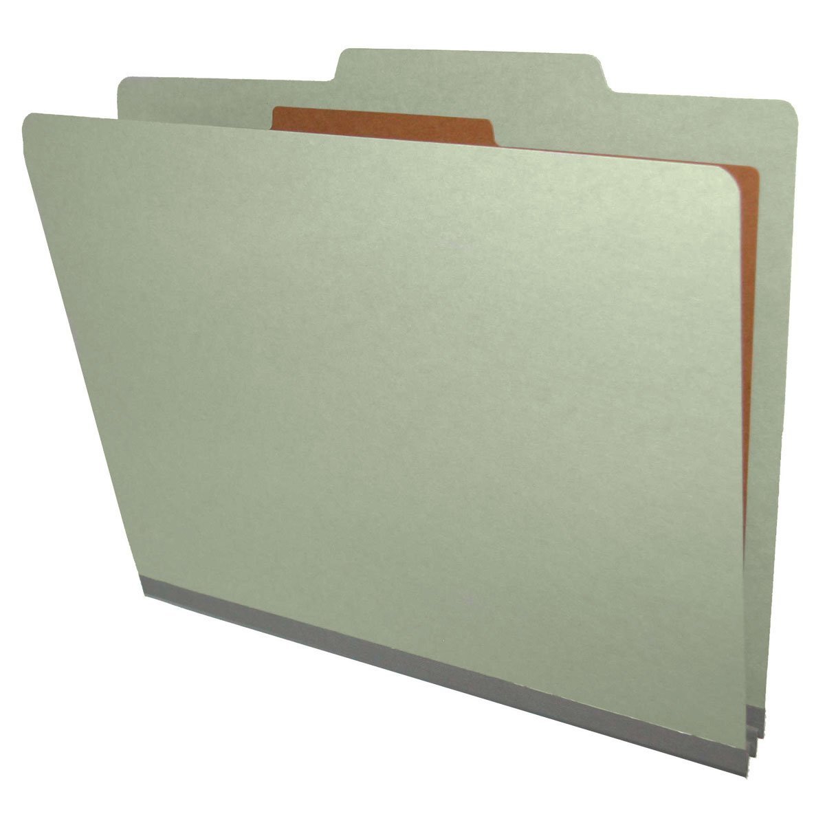 25 Pt. Pressboard Classification Folders, 2/5 Cut ROC Top Tab, Letter Size, 1 Divider, Green Grey (Box of 10)
