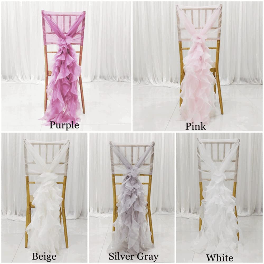 Highdi Bänder aus Organza Schleife Stuhlhusse, Stuhl Schärpe Band Schleifen Stuhlhussen für Draußen, Hochzeit, Ceremonie, Party, Veranstaltung, Geburtstag Dekoration (25pc,Rosa)