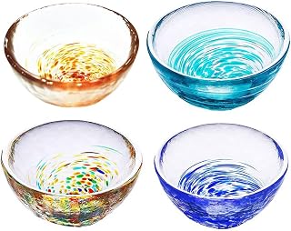 4pcs Colorful Glass Sake Cups Set,Small Wine Cups,Tea Cups