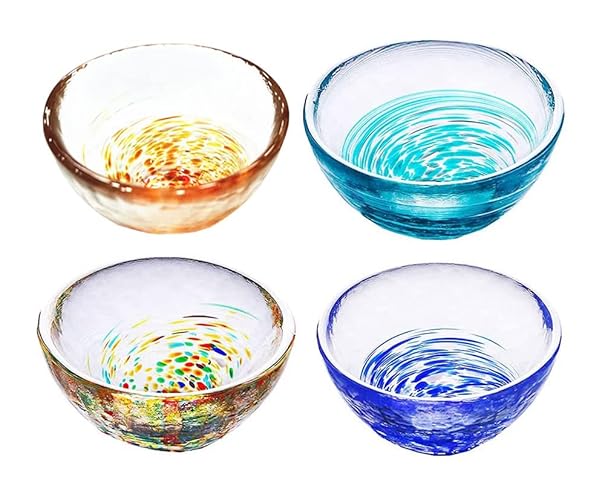 Mozacona 4pcs Colorful Crystal Glass Sake Cups Set,Small Wine Cups,Tea Cups - B