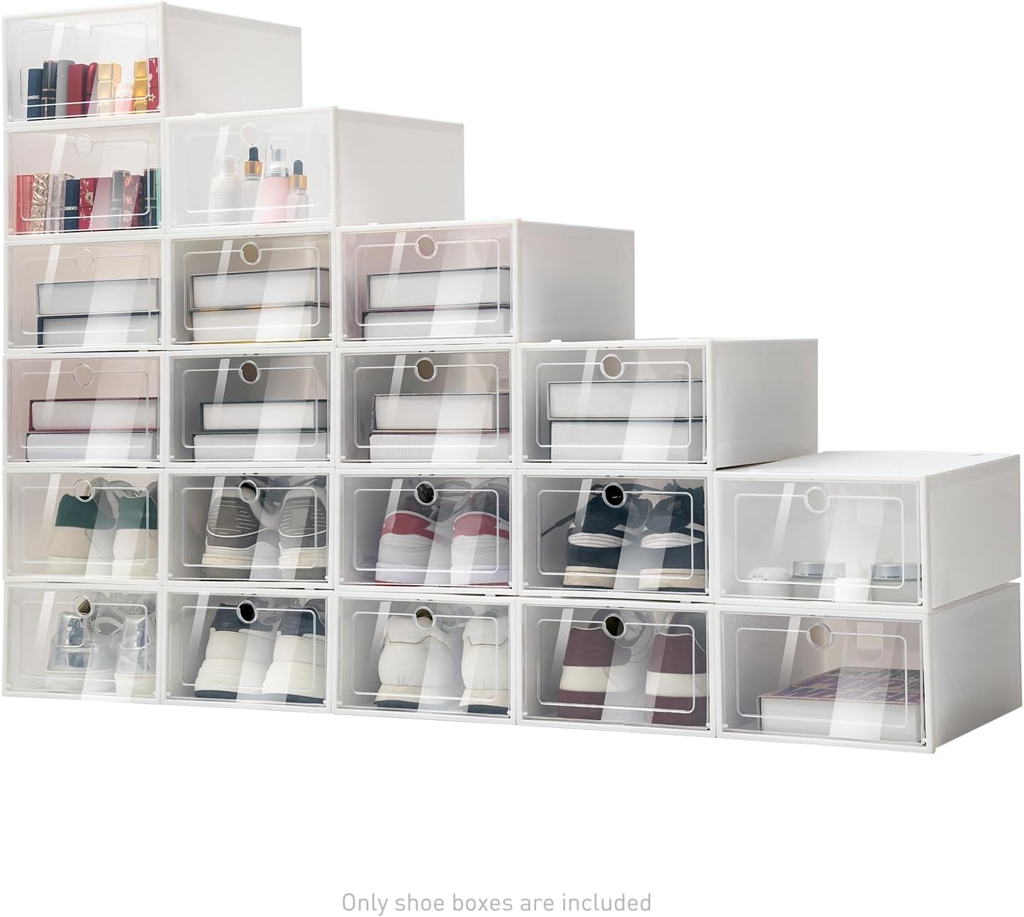 Clear Plastic Shoe Storage Boxes 20 Pack Stackable Shoe Cabinet Organizer Sneaker Containers, Toy Storage Organizer Bins