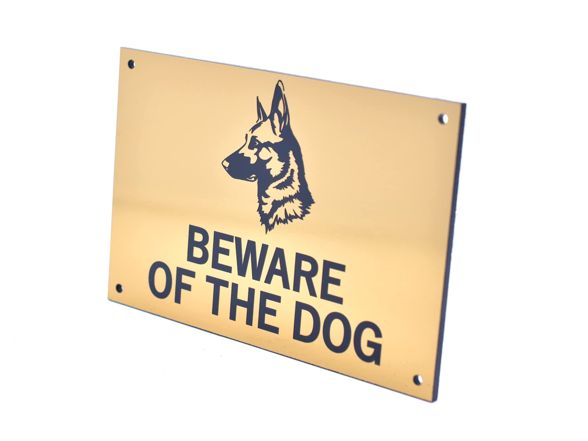 Beware of the Dogs Sign - Easy to See Warning, Indoor/Outdoor Notice, Deterrent Sign (Small Dog, Gold German Shepherd)