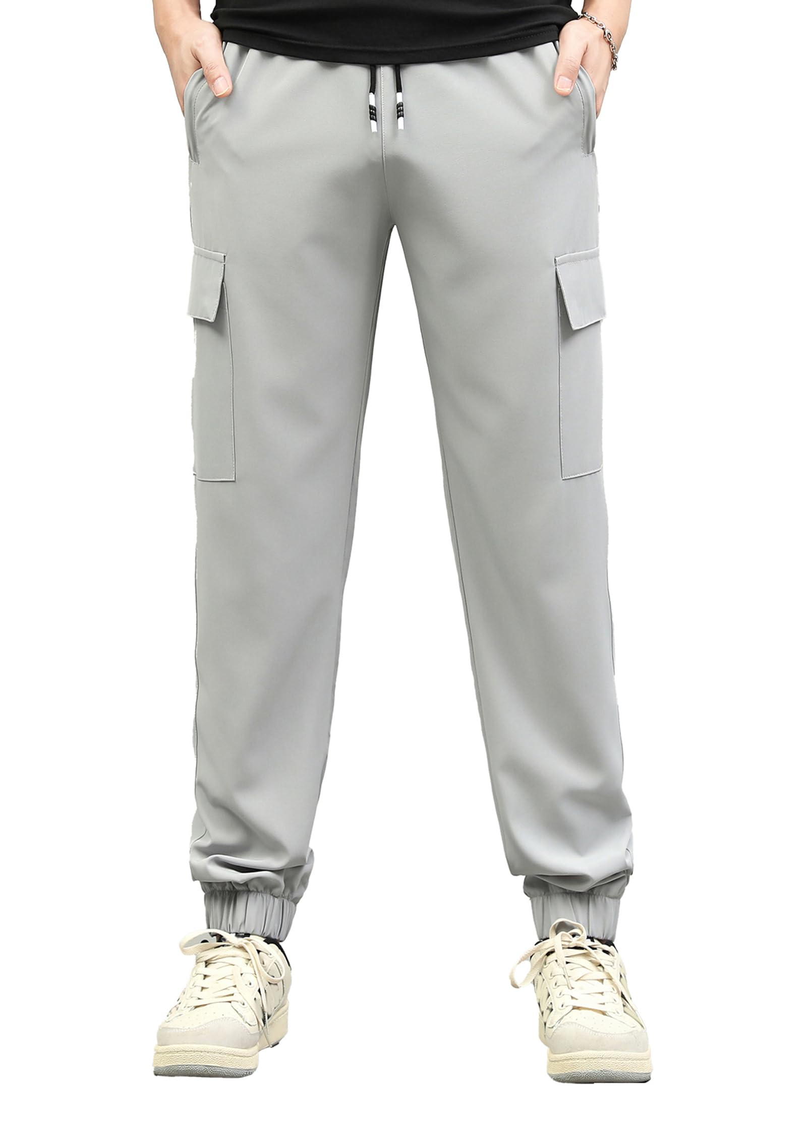 Boys Cargo Joggers Pants Outdoor Youth Quick Dry Hiking Pants Lightweight Athletic Pants with Zipper Pockets