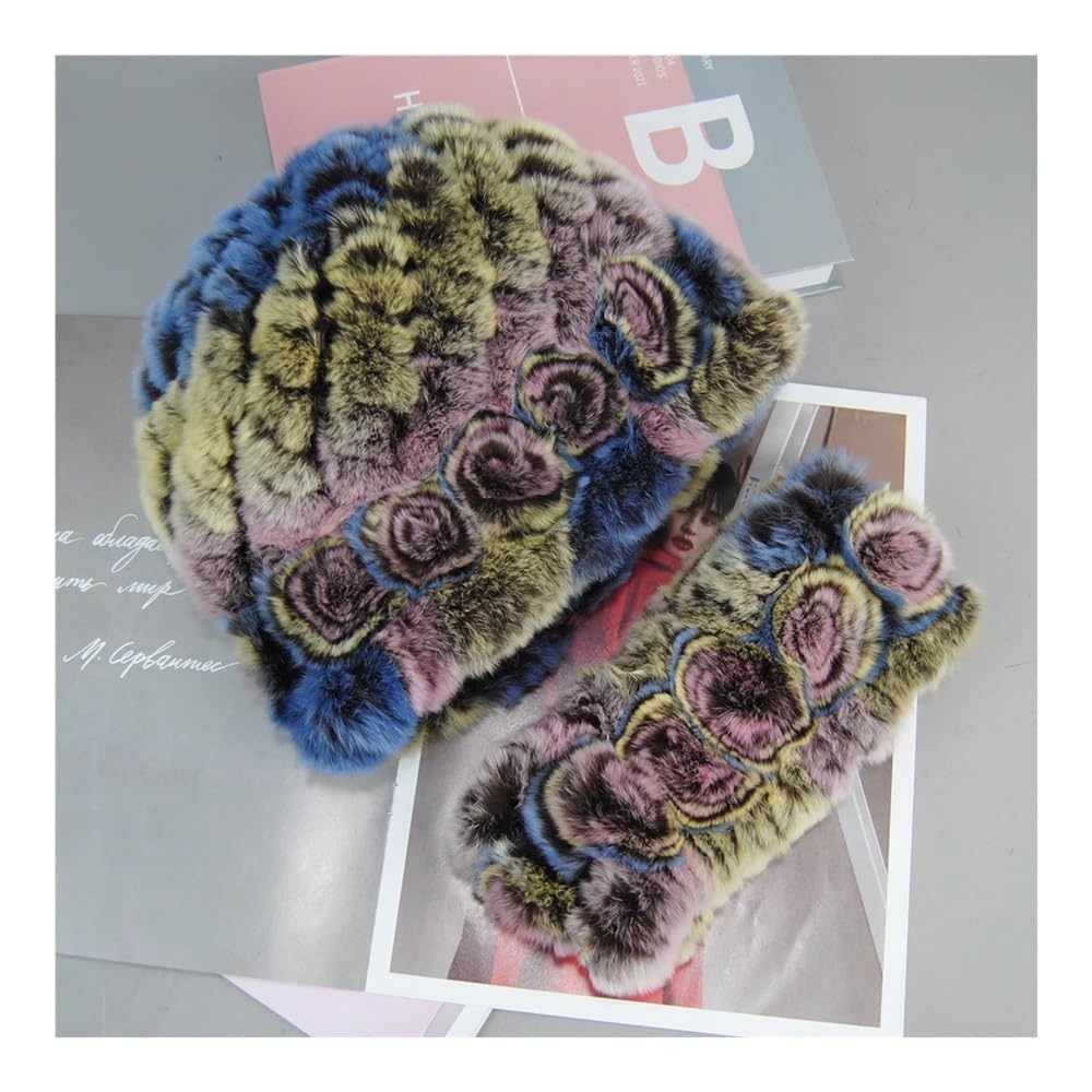 Wintermützen, Schals, Sets für Damen, gestrickt, echte Mütze, Schal, Damenhut, Schalldämpfer-Set