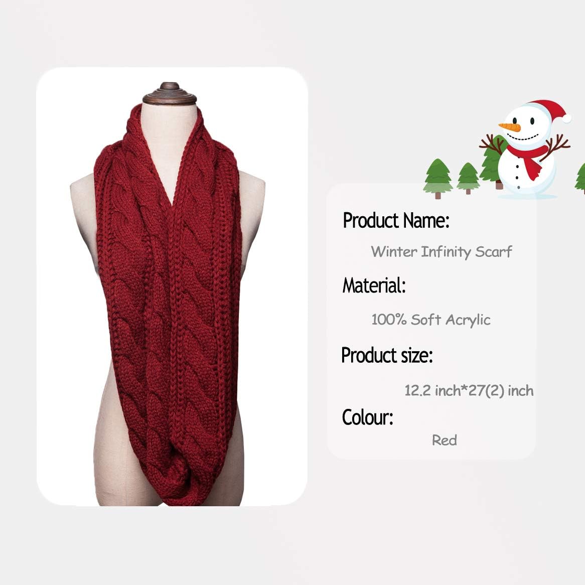 Womens Soft Thick Ribbed Knit Winter Infinity Circle Loop Scarf at  Women’s Clothing store