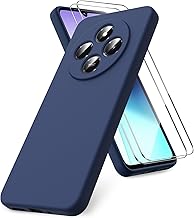 Cover Compatible with Xiaomi Redmi 14C/Xiaomi Poco C75, 2 Protective Films in Tempered Glass, Rubber Liquid Silicone Gel Shockproof Case – Night Blue