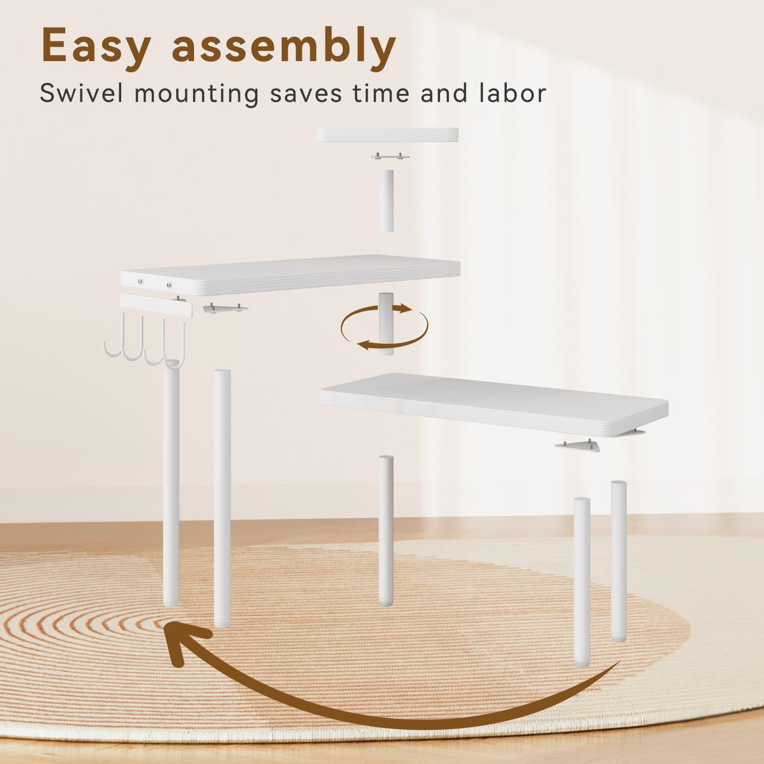 IBUYKE Scaffale Angolare per Cucina,Portaspezie a 3 ripiani,Bianco TLJ023W | Organizer Spezie 4 ganci laterali scaffale Cucina da appoggio per bagno bancone mobile