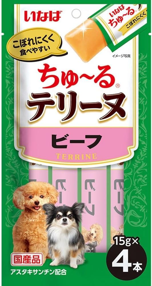 （まとめ買い）いなばペットフード いなば ちゅ～るテリーヌ ビーフ 15g&times;4本 犬用おやつ 【&times;18】