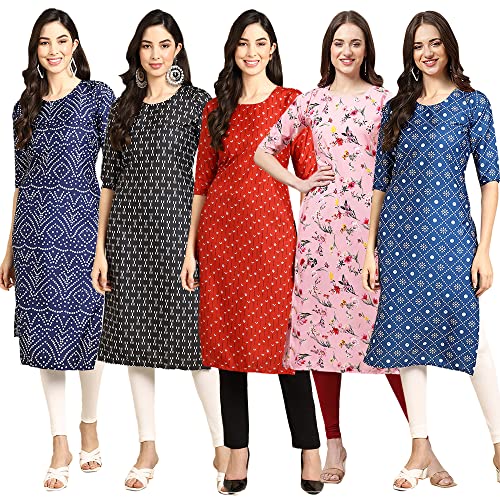 Image of Pinkmint Women's Crepe Digital Print Straight Kurta (D-353-345-369-360-370)
