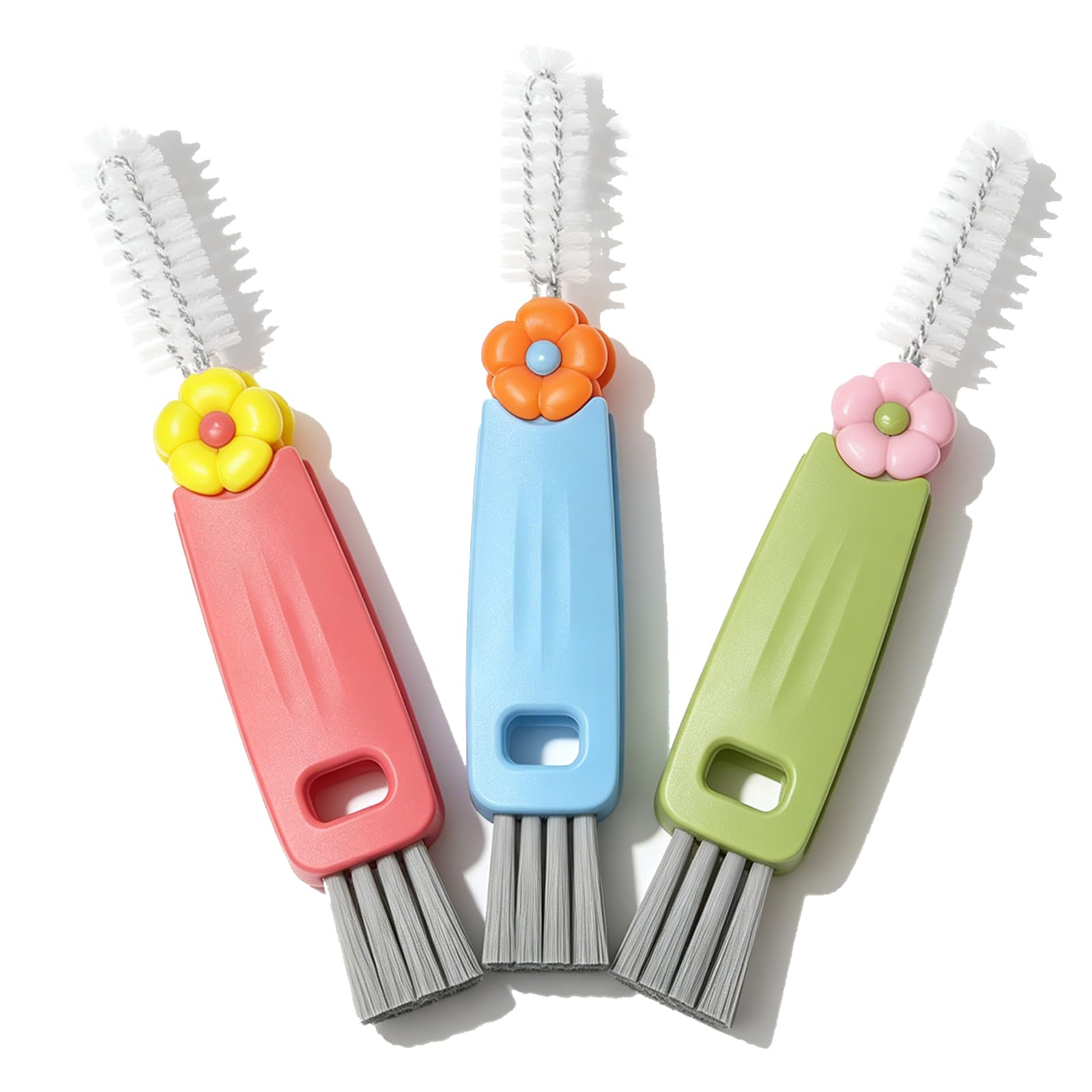 3 Pack 3 in 1 Cup Lid Gap Cleaning Brush, Multifunctional Tiny Bottle Mouth Cleaner, Water Bottle Crevice Cleaning Tool for Hidden Dirt, Small Brush for Coffee Cup, Tea Mug, Straw, Milk Bottle