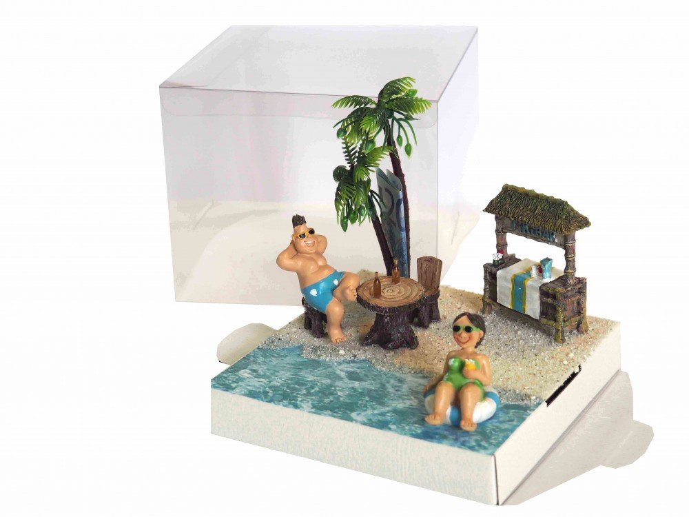 ZauberDeko Geldgeschenk Verpackung Geldverpackung Tiki Bar Paar Urlaub Reise Strand Geburtstag Hochzeit