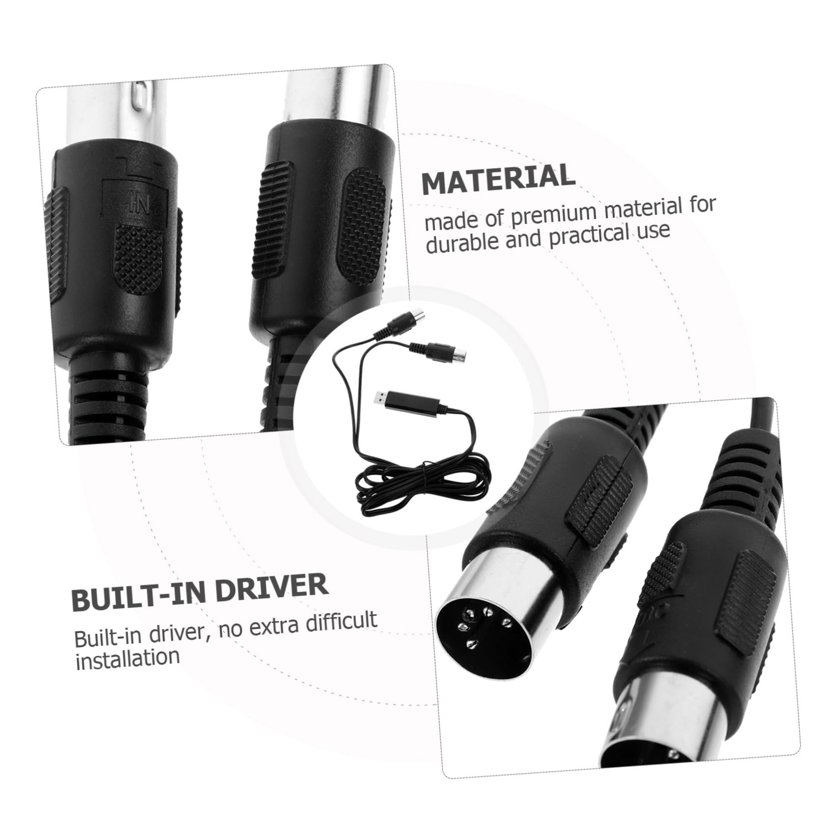 Toyvian 2piezas Cable Midi Usb De Metros Para Piano Adaptador Profesional Para Teclado Musical Pc Laptop Conexión Rápida y Estable Compatible Sistemas y