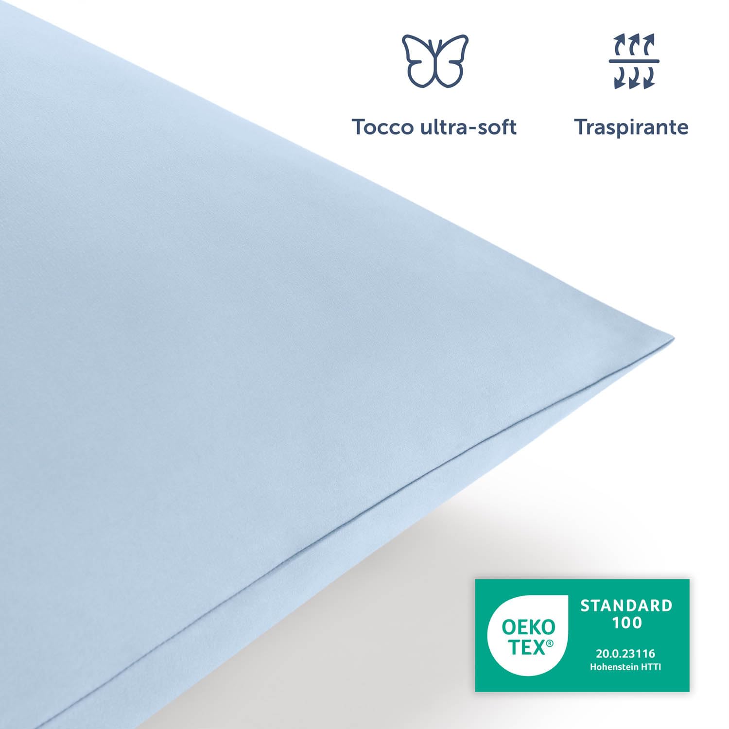 Blumtal Copripiumino Una Piazza e Mezza 200x220 e Federe 50x80 - Set di Lenzuola in microfibra extra morbida certificata Oeko-Tex, Set Copripiumino con 2 Federe - 3 pezzi - Azzurro