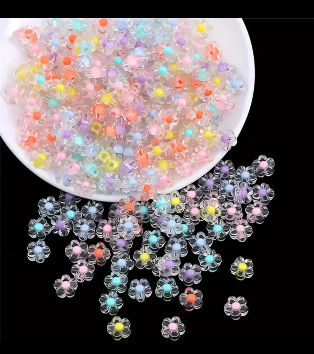 50pcs Clear Plastic Flower Shaped Beads for Jewelry Making, Crystal-Like Appearance, Ideal for Crafts and DIY Projects