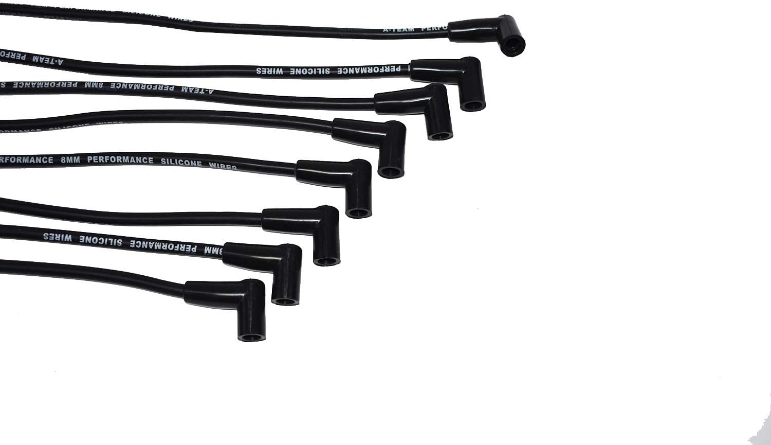 A-Team Performance - Silicone Spark Plug Wires Set - Compatible with GMC Chevrolet BBC Big Block Chevy Straight Boot Wires 396 402 427 454 502 572 8.0mm Black