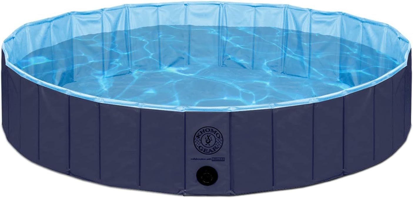 KOPEKS Outdoor Swimming Pool Bathing Tub - Portable Foldable - Ideal for Pets - XL 63" x 12",Blue,Pool-Blue-XL