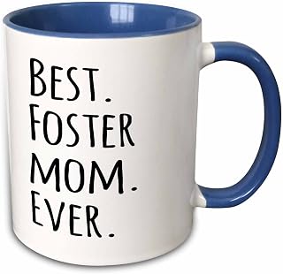 3dRose Best Foster Mom Ever - Foster family gifts - Good for Mothers day - black text 15oz Two-Tone Blue Mug