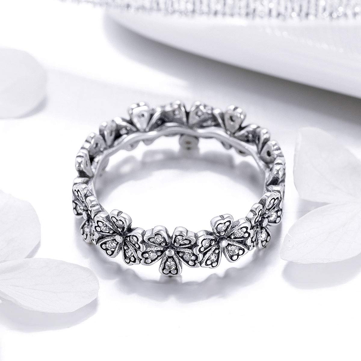 Ring aus 925er Sterlingsilber bunt Pave funkelnder Kubik-Zirkon Regenbogen einfacher Versprechensring Schmuck Geschenke für Frauen Mädchen mehrere Größen 5 bis 9