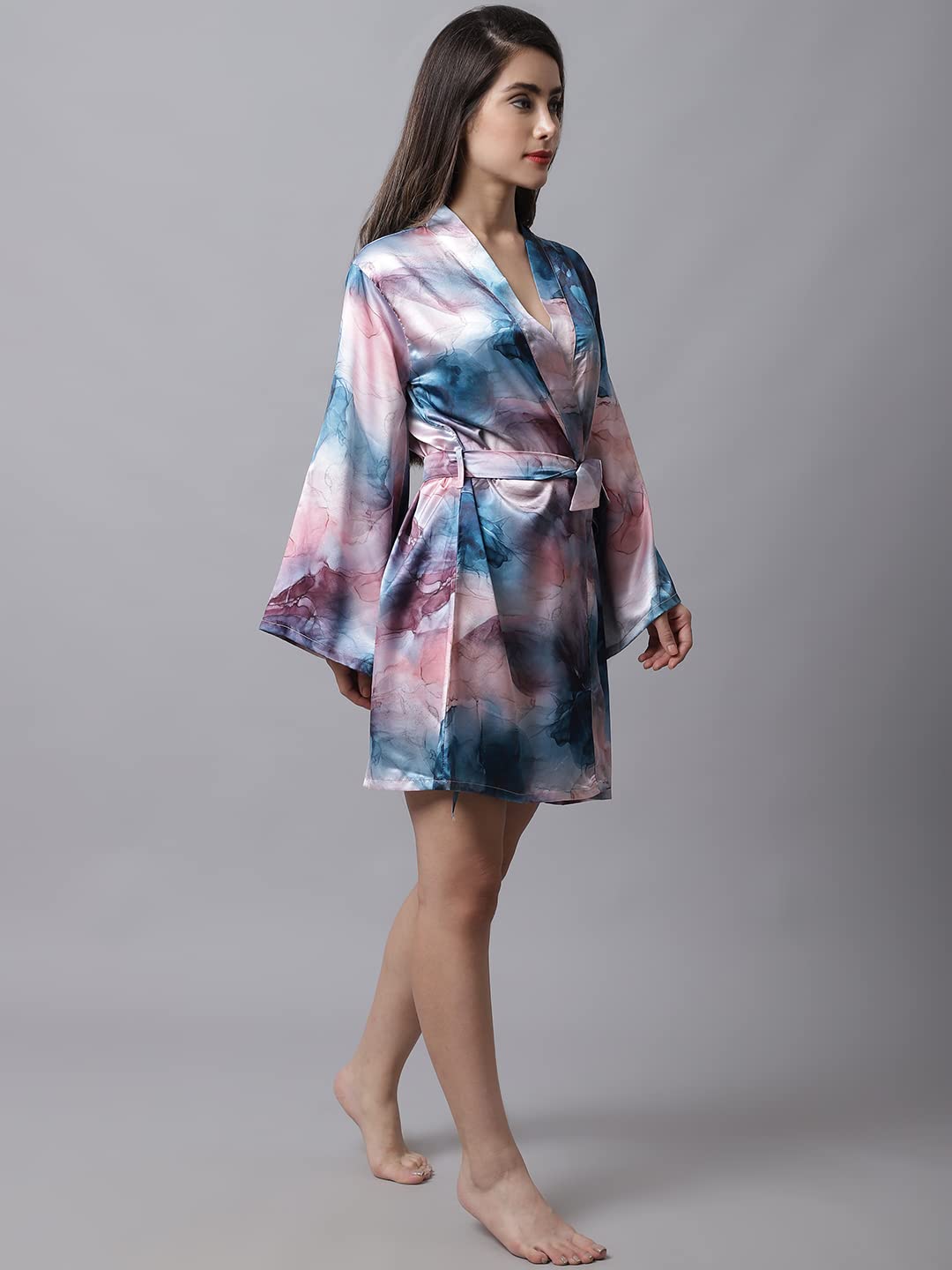 Claura Women Multi Satin Robe for Women/Robe (Small, Multi) Multicolour 2