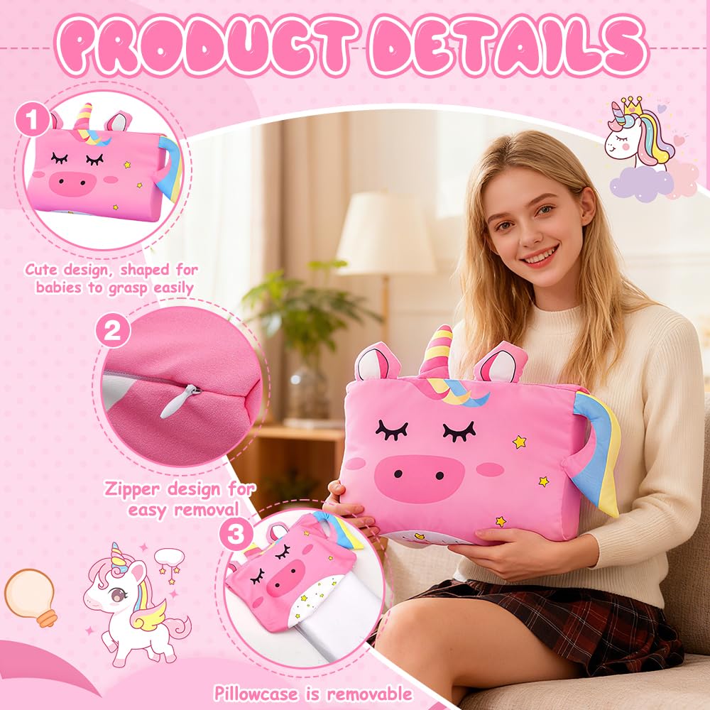 Schlummerkids Cojín, Genérico Kids Pillow, Almohada Schlummerkids, 45 * 27 * 6 cm Almohada para Niños, Diseño Ergonómico, Transpirable, con Animales Lindos(Unicornio)