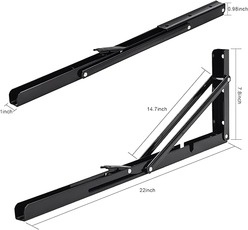 Miniatura 62 de YUMORE Soportes de estante plegables de 24 pulgadas, carga máxima: 330 libras de acero inoxidable resistente soporte de estante plegable para mesa