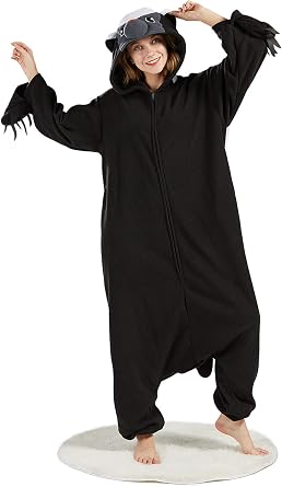 DarkCom Unisex Adult Honey Badger Onesie Pajamas Cosplay Halloween Costume | One Piece Sleepwear,Funny Onesie,Snuggle Homewear,Christmas Pajamas for Women Men