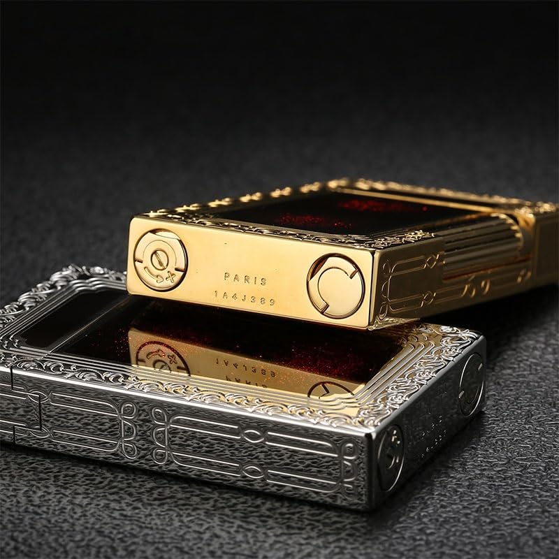 Encendedor retro de cobre con llama de butano dorado miniatura 7