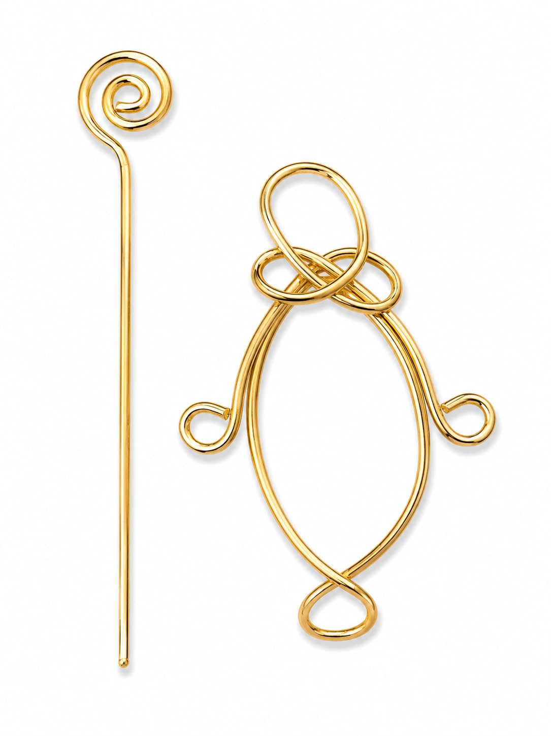 sanjog Gold-Toned Metal Hair Barrette With Stick Bun Holder Hair Bun Cage Hair Accessory Set For Women-image-43