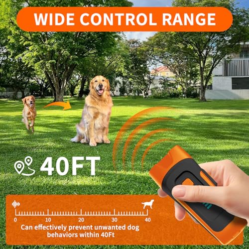 Antibell für Hunde,40 Fuß Antibell Ultraschall Gerät, 2 Modi Anti Bell Gerät Hunde mit Stroboskop Taschenlampe, wasserdicht Anti Bell Gerät Hunde,Geeignet für kleine, mittelgroße und große Hunde.