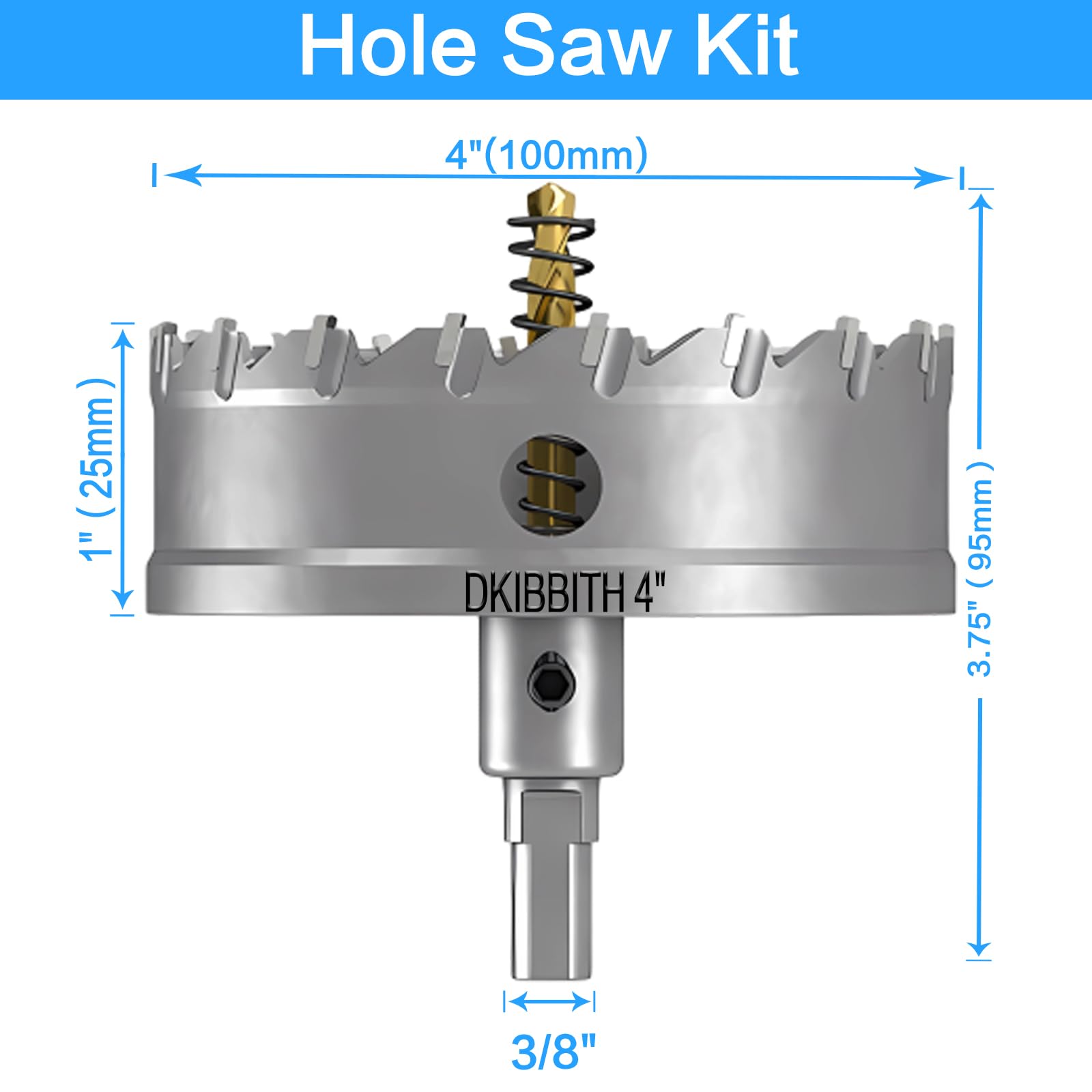 TCT - Set di seghe a tazza da 100 mm, con punta in carburo di tungsteno, resistenti, per acciaio inossidabile, acciaio dolce, rame, ferro, ottone, plastica e altro ancora, con punte pilota placcate in