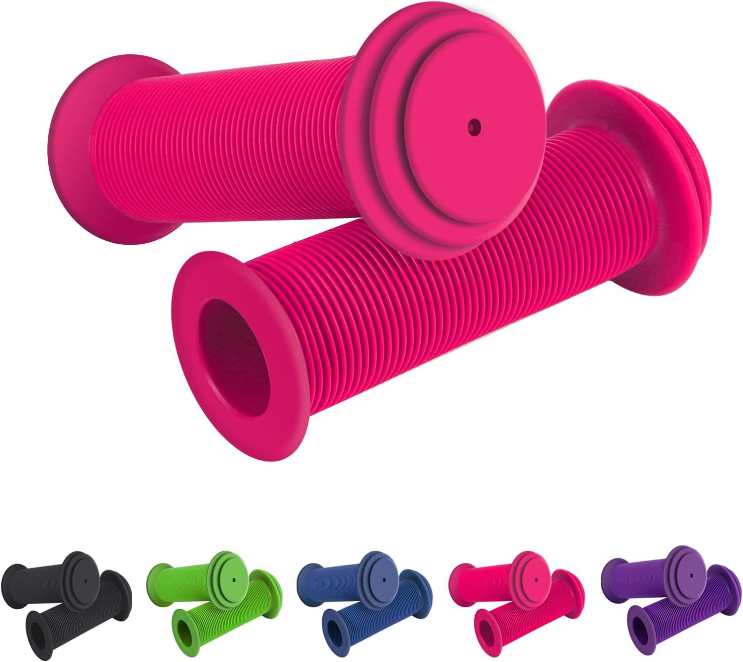 RosewineC Bike Handlebar Grips Soft Non-Slip Bicycle Handle Grips Children's Bike Handlebars Scooter Handle Grips Rubber Handle Cover Universal Kids Bike Grips for Kids Boys Girls(Pink)