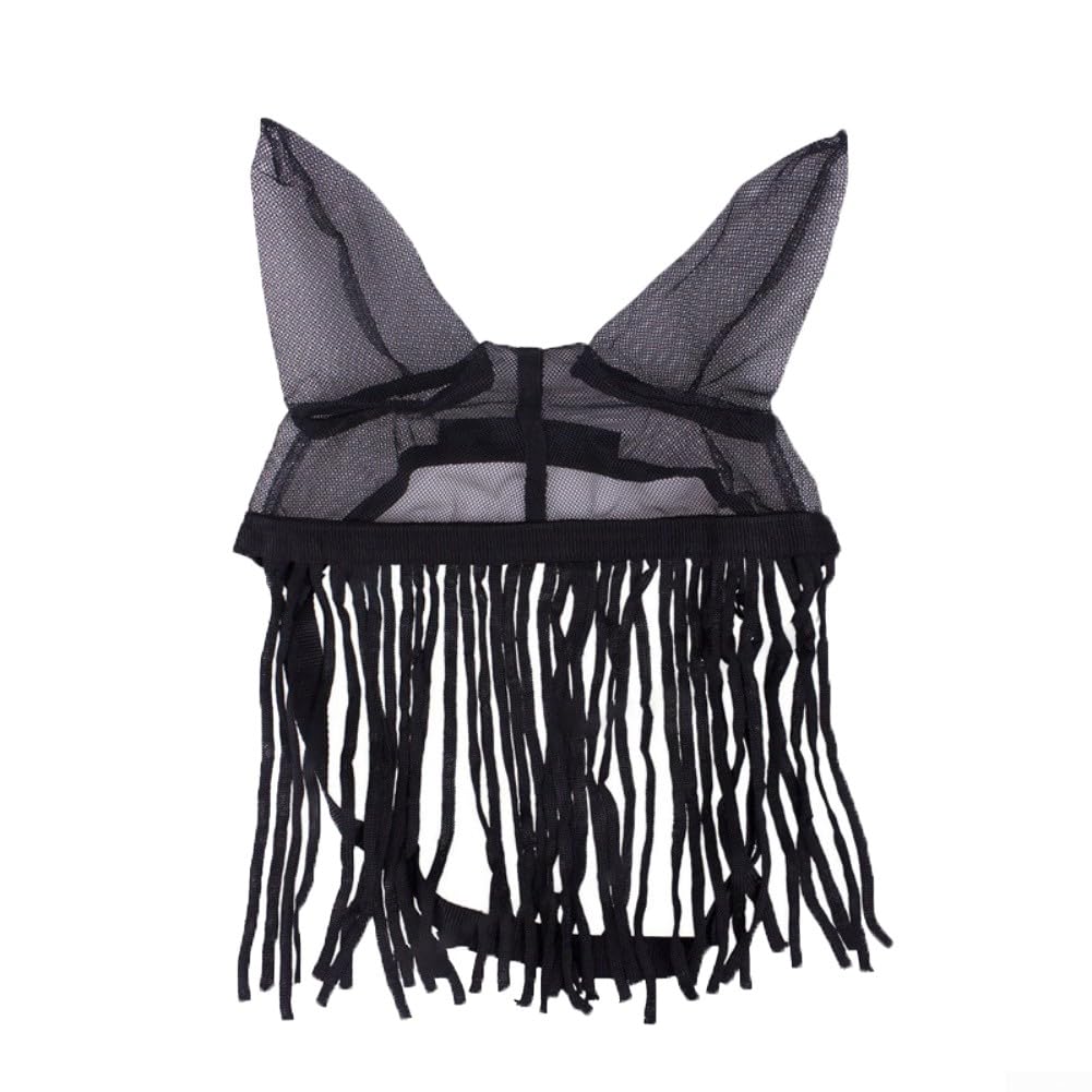 Horse Fly Cover, 1 Piece, Fly‑Proof Tassel Earmuff with Face Fringe, Breathable, Comfortable Fit, Horse Hood, Stable & Field(L)
