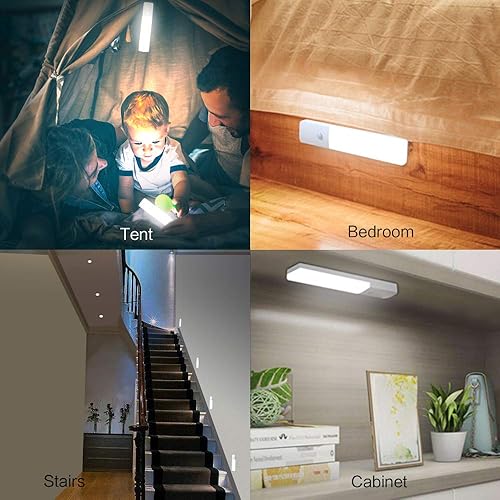 Miniatura 2 de Luces de armario con sensor de movimiento para debajo del gabinete, 18 luces LED de noche, recargable, portátil, mini barra de luz nocturna