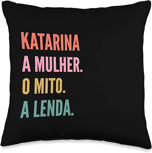 Designs De Nomes Engraçados Para Mulher Funny Portuguese First Name Design-Katarina Throw Pillow 16x16 Multicolor Designs De Nomes Engraçados Para Mulher Funny Portuguese First Name Design-Katarina Throw Pillow 16x16 Multicolor