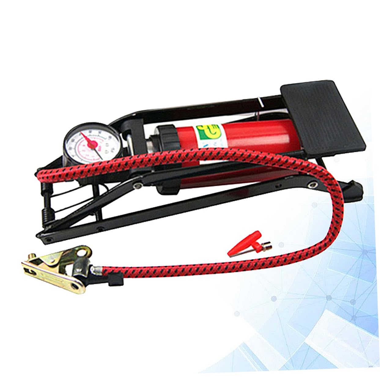 SUPVOX Hochdruck Fußpumpe mit Manometer Tragbarer Fahrzeug und Fahrradreifen Inflator rutschfeste Standpumpe mit Multifunktionsventilen Geeignet für Auto Motorrad Fahrrad und Aufblasbare